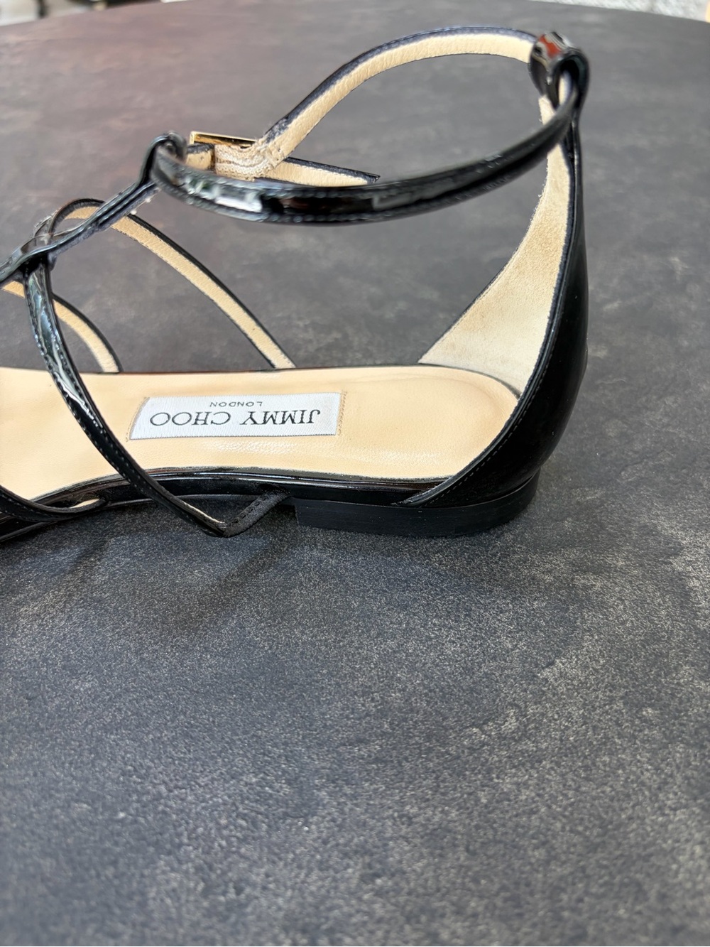 Jimmy Choo Black Patent Multi-Strap Ankle Sandals - Picture 8 of 10